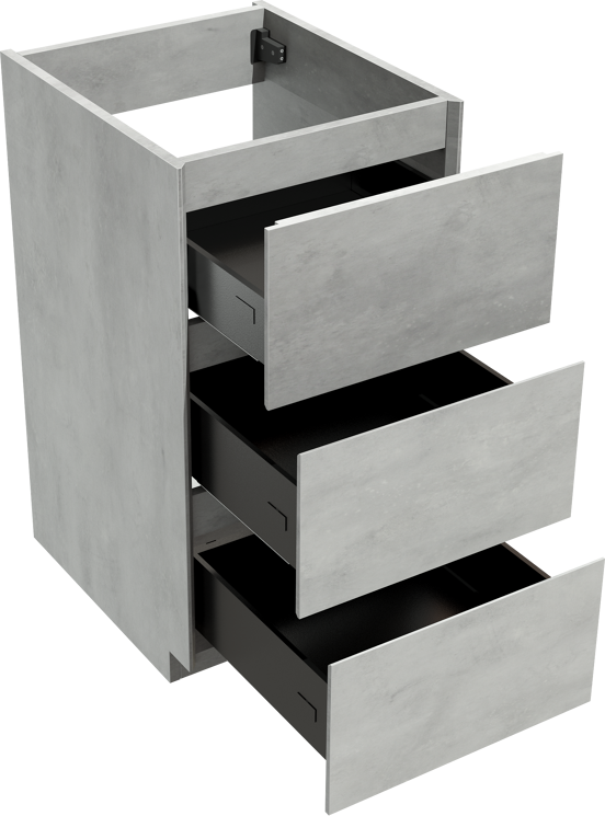 Storke Edge staande wastafelonderkast 45 x 52 cm beton zilvergrijs 3 lades