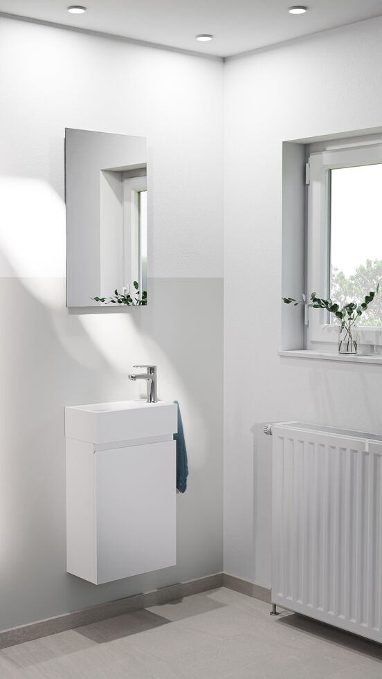Linie Lado toiletmeubelset glanzend wit met wastafel composietmarmer 40x22cm