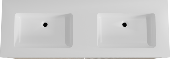 Storke Ribs meuble salle de bains suspendu 150 x 52 cm chêne brut avec Mata High double vasque en solid surface blanc mat, Nervure droite symétrique verticale