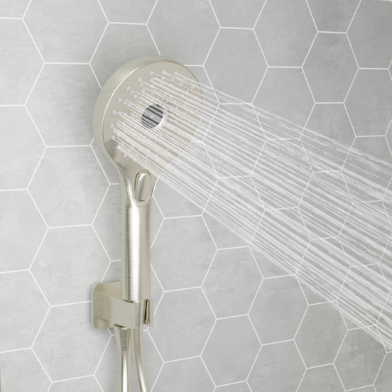 Blaufoss Onos Handdoucheset met doucheslang aansluiting 3 straalsoorten brushed CoolMetal