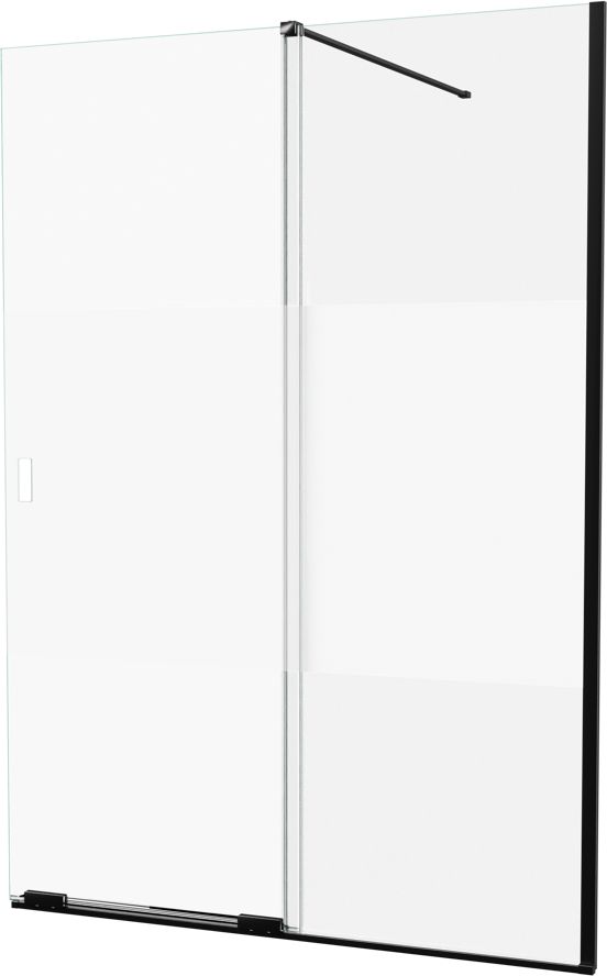 Balmani Move Walk-In-Dusche mit Schiebetür 140 x 200 cm, Rechts Band Glas matt schwarz Profil