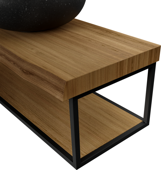 Balmani Life Edge Mini zwevend handenwasser 55 x 22,5 cm met Bowl in verzoete graniet met zwarte frame