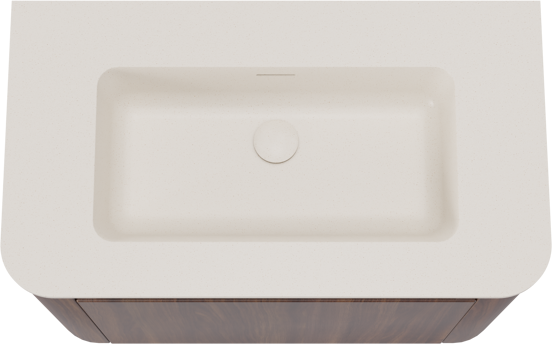 Storke Soft hängendes Möbelstück Set: 80 x 46 cm, Nussbaum, mit Mata Soft Einzelwaschtisch Solid Surface Beige Granit