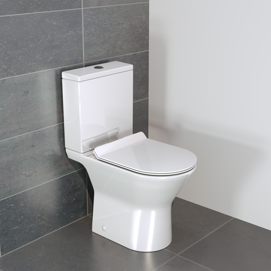Luca Varess Delano staand toilet glanzend wit open spoelrand met Geberit spoelsysteem