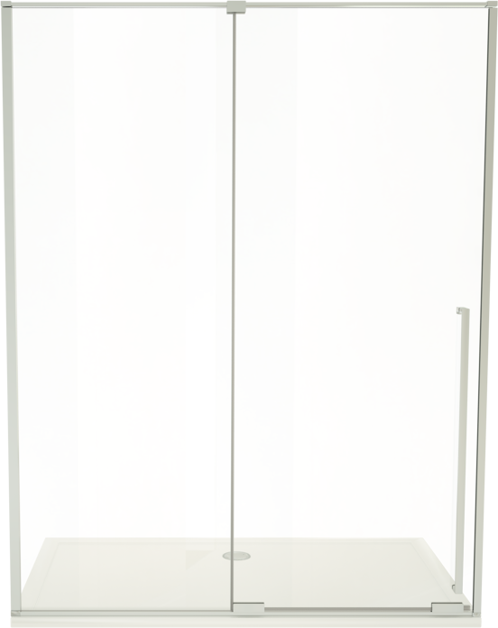 Luca Varess Stilus porte coulissante 160 x 200 cm verre transparent profil chrome brillant
