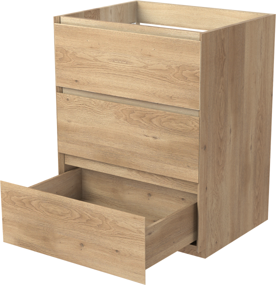 Balmani Mitra staande wastafelonderkast 67,5 x 55 cm naturel eiken 3 lades