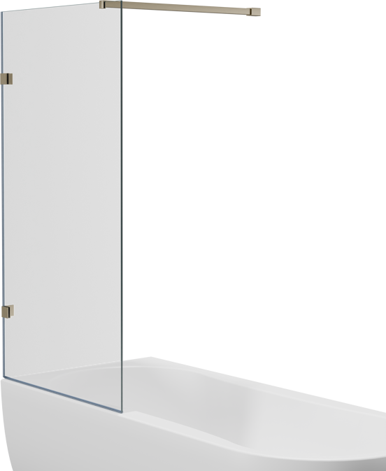 Luca Varess Solid pare-baignoire 80 cm verre transparent profil Champagne Gold brossé