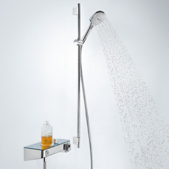 Hansgrohe Raindance Select E120 barre de douche 101cm avec douchette 12cm 3 fonctions de jet chrome et blanc brillants