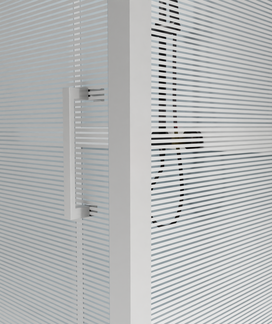 Luca Varess Talan rechthoekige douchecabine met draaideuren 90 x 120 cm helder glas met mat gestreepte strook glanzend wit profiel