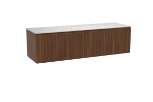 Balmani Sfera hängendes Möbelstück Set: 180 x 55 cm, Amerikanischer Nussbaum, mit Stretto Einzel- oder Doppel Waschtischplatte, Marmor Carrara