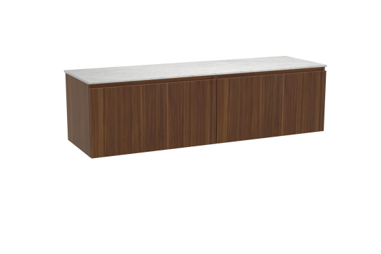 Balmani Sfera meuble salle de bains suspendu 180 x 55 cm noyer américain avec Stretto tablette simple ou double en marbre carrara