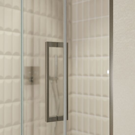 Balmani Senses Design douche draaideur links 120 cm x 210 cm Helder glas, Brushed GunMetal profielen, met coating