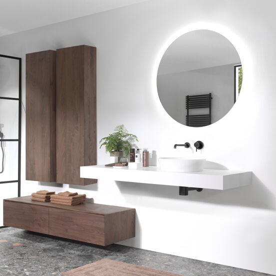 Balmani Dominus enkel of dubbel wastafelblad matte Solid Surface 150 x 55 cm