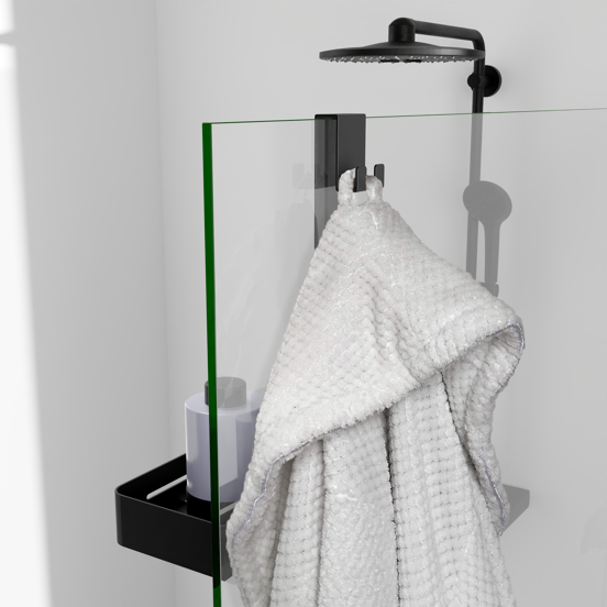 Blaufoss Tika porte-shampooing double à double crochet noir mat