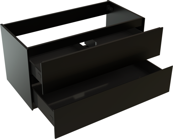 Storke Edge hängender Waschbeckenunterschrank: 105 x 52 cm, Schwarz matt, 2 Schubladen