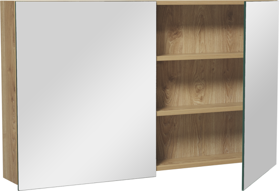 Balmani Lucida Spiegelschrank Bad: 120 x 72 cm, Eiche rustikal
