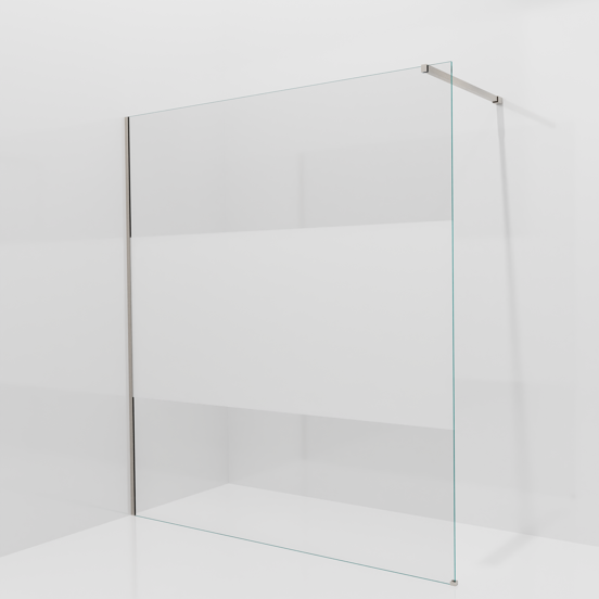 Balmani Modular Walk-In Dusche: 180 x 200 cm, Klarglas mit mattiertem Streifen, inklusive Coating, Profil Brushed CoolMetal