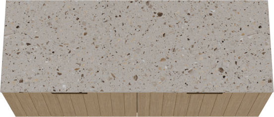 Balmani Adagio zwevend badkamermeubel 150 x 55 cm verweerde eik met Stretto enkel of dubbel tablet in terrazzo greige terrazzo