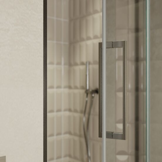 Balmani Senses Design porte pivotante à droite 100 cm x 210 cm verre Miroir Reflex, Profil Brushed GunMetal, coating inclus