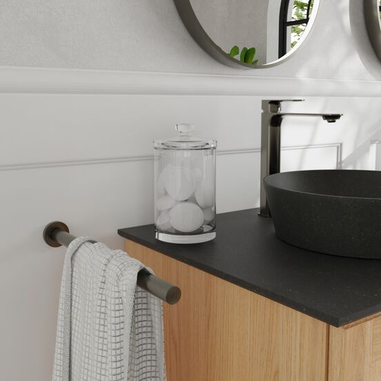 Blaufoss Noma Tube enkele handdoekhouder Brushed GunMetal 41 cm