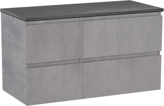 Linie Lado hängendes Möbelstück Set: 100 x 46 cm, Beton dunkelgrau, mit Lado Einzel- oder Doppel Waschtischplatte, Melamin Schiefergrau