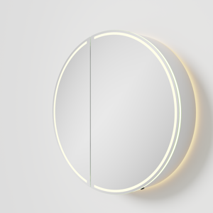 Balmani Mara spiegelkast Rond Ø 70 mat wit met spiegelverlichting en anti-damp