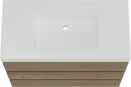 Storke Edge meuble salle de bains à poser 105 x 52 cm chêne brut avec Mata High plan simple en solid surface blanc mat