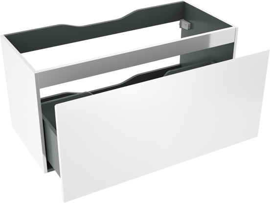 Linie Lado hängender Waschbeckenunterschrank: 100 x 46 cm, Weiß glänzend, 1 Schublade