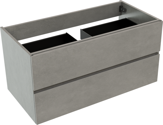 Storke Edge hängender Waschbeckenunterschrank: 105 x 52 cm, Beton dunkelgrau, 2 Schubladen