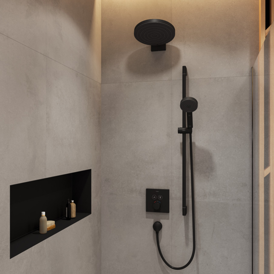 Hansgrohe Showerselect S Thermostat-Duscharmatur: Unterputz, für 2 Verbraucher, Schwarz matt