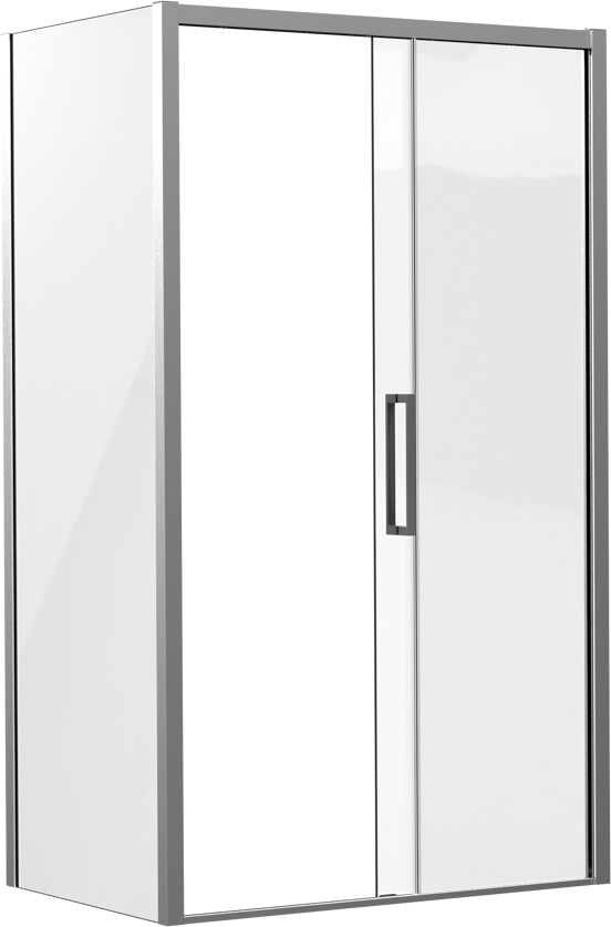 Luca Varess Senses Eckdusche: Schiebetür, fixierte Seitenwand, 120 x 80 cm, Klarglas, Chrom Profil, glänzend