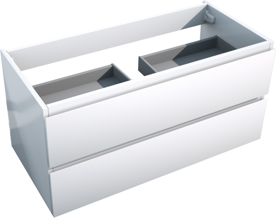Storke Delta zwevende wastafelonderkast 100 x 48 cm glanzend wit 2 lades