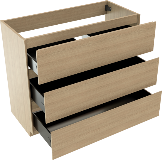 Storke Edge stehender Bad-Unterschrank 100 x 46 cm Eiche natur 3 Schubladen