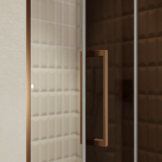 Balmani Senses Design douche draaideur rechts 120 cm x 210 cm Brons glas, Brushed Rosegold profielen, met coating