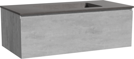 Storke Edge meuble salle de bains suspendu 105 x 52 cm béton gris foncé avec Scuro plan simple en quartz noir mat