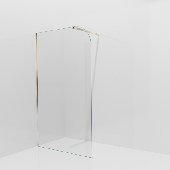 Balmani Modular inloopdouche: 120 x 200 cm, Helder glas afgerond met coating, Brushed Champagne Gold profielen
