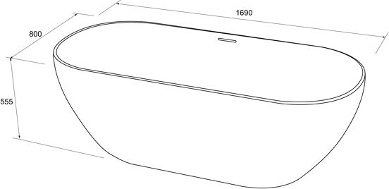 Luca Varess Monterosi oval freistehende Badewanne, 169 x 80 cm, Solid Surface, weiß matt