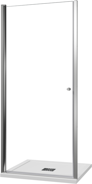 Luca Varess Kuresa porte pivotante 95 x 200 cm verre transparent profil chrome brillant