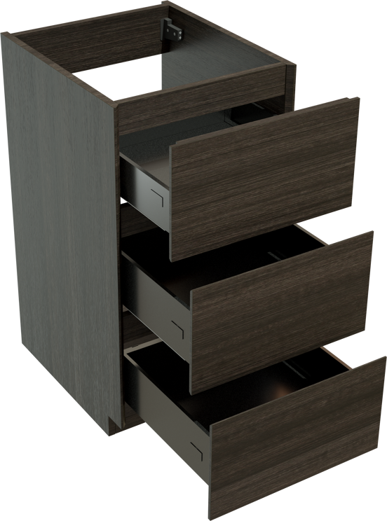Storke Edge staande wastafelonderkast 45 x 52 cm donkere eik 3 lades