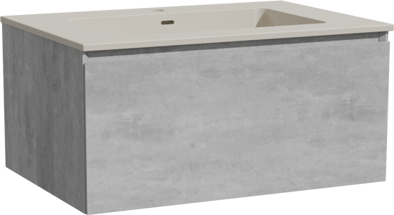 Storke Edge meuble salle de bains suspendu 75 x 52 cm béton gris foncé avec Diva plan simple en top solid soie grise