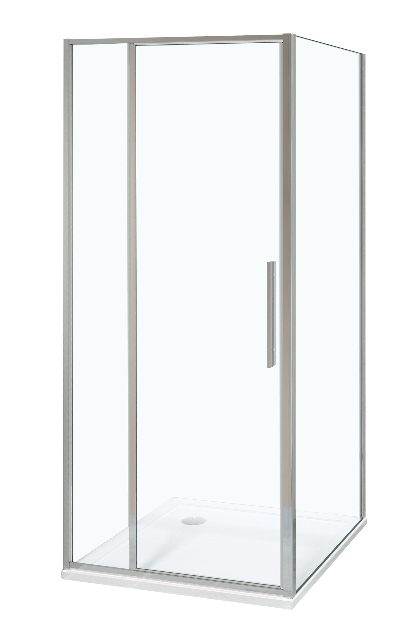 Luca Varess Morano douchehoek met draaideur en 2 vaste zijwanden 80 x 80 cm helder glas glans chroom profiel