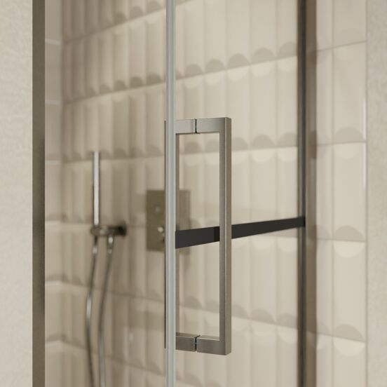 Balmani Senses Design Dusche Drehtür, Rechts, 90 cm x 210 cm, Lined, Profil Brushed GunMetal, inklusive Coating