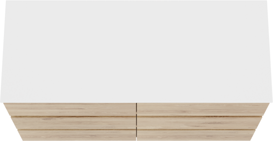 Balmani Lucida staand badmeubel 135 x 55 cm ruw eiken met Stretto enkel of dubbel wastafelblad in solid surface mat wit