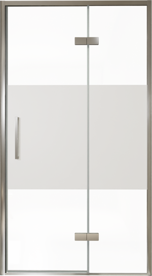 Balmani Senses Design porte pivotante à droite 120 cm x 210 cm verre transparent avec bande matte, Profil chrome
