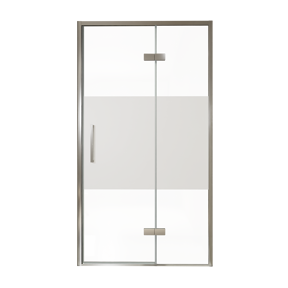 Balmani Senses Design douche draaideur rechts 120 cm x 210 cm Helder glas met matte strook, Chroom profielen