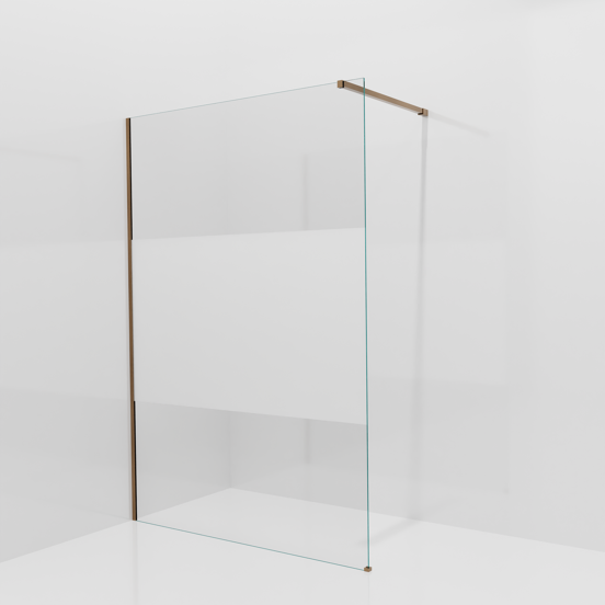 Balmani Modular inloopdouche: 140 x 200 cm, Helder glas met matte strook met coating, Brushed Rosegold profielen