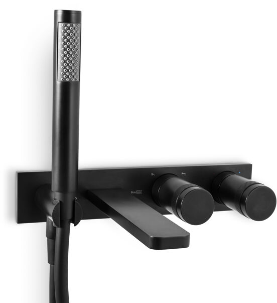 Blaufoss Sonic robinet baignoire encastré avec douchette noir mat incl élément intégré