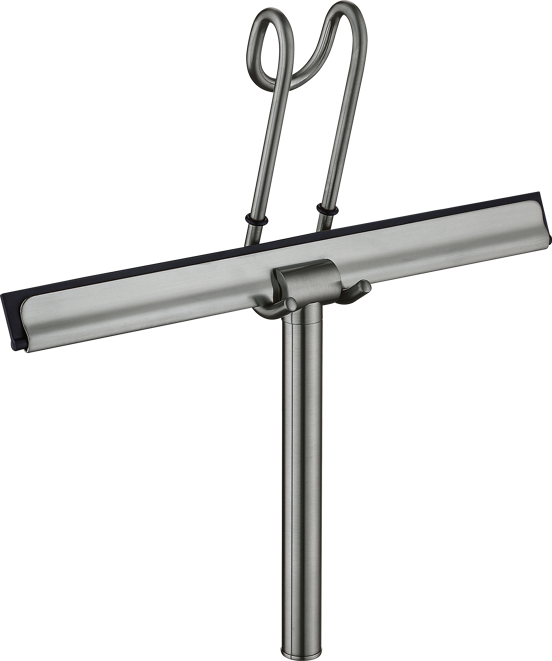 Blaufoss douchewisser Brushed CoolMetal met ophangsysteem over douchewand