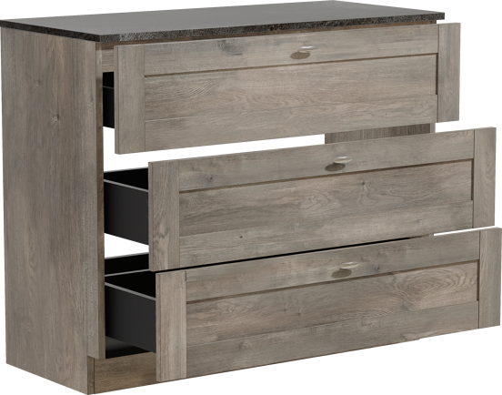 Linie Classo meuble salle de bains à poser 100 x 46 cm chêne gris avec Lado tablette simple ou double en mélaminé ardoise gris