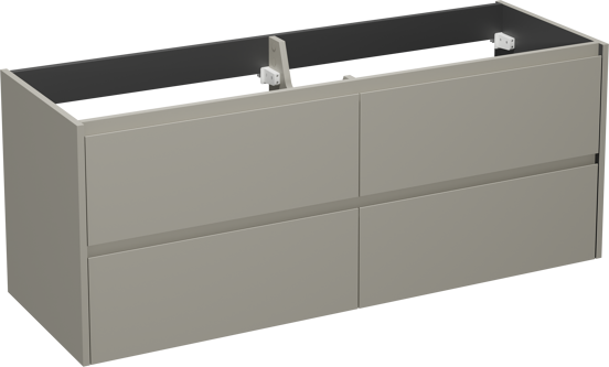 Storke Seda hängender Waschbeckenunterschrank: 150 x 52 cm, Seidengrau, 4 Schubladen